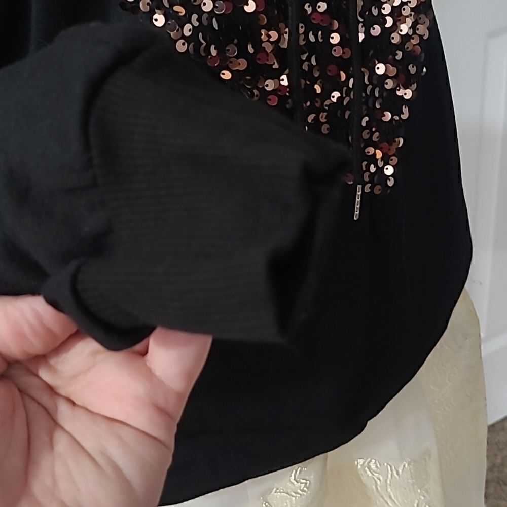 Bestie Hoodie Bronze Sequin Chevron Hoodie sz Small Medium - Picture 8 of 14